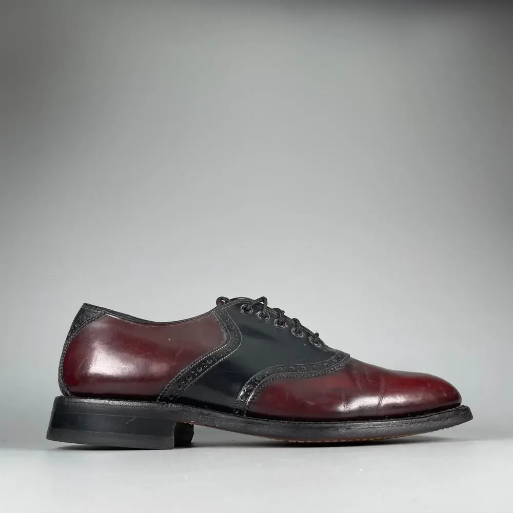Johnston & Murphy Aristocraft Men's 7.5 Red Black Leather Saddle Dress Shoes EUC
